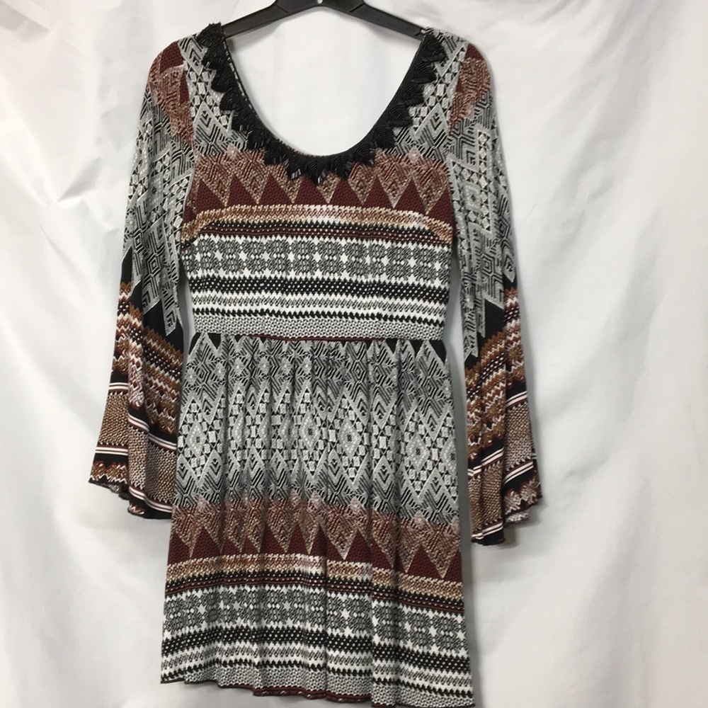 Alya Women’s Bell Sleeve Fit & Flare Scoop Neck Dress Size S Like-NEW